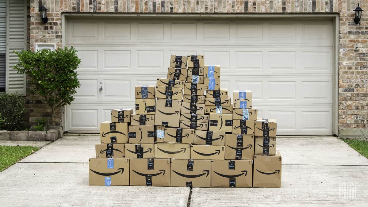 Amazon packages in driveway