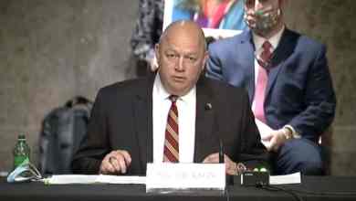 Large bald man, the head of the FAA, speaks before congressional committee.