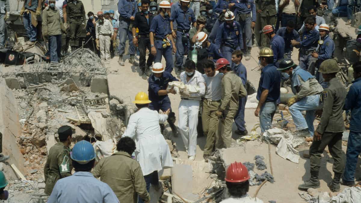 Crews searching rubble for survivors of 2017 earthquake that hit near Mexico City.