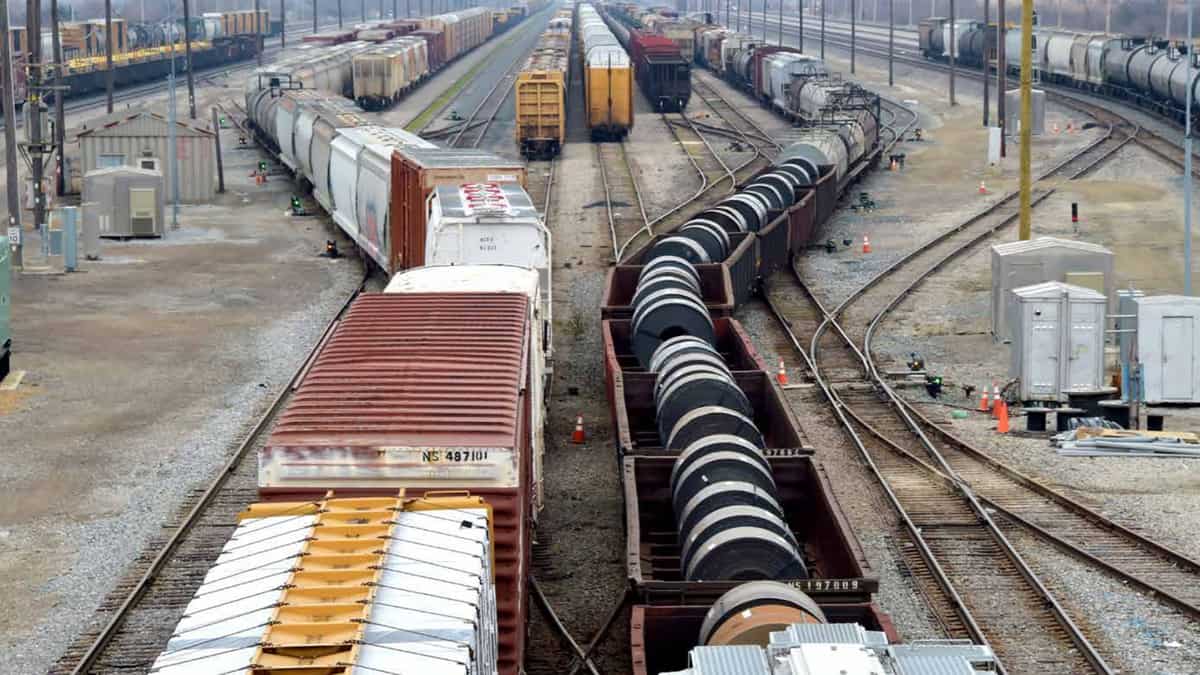 A photograph of a rail yard.