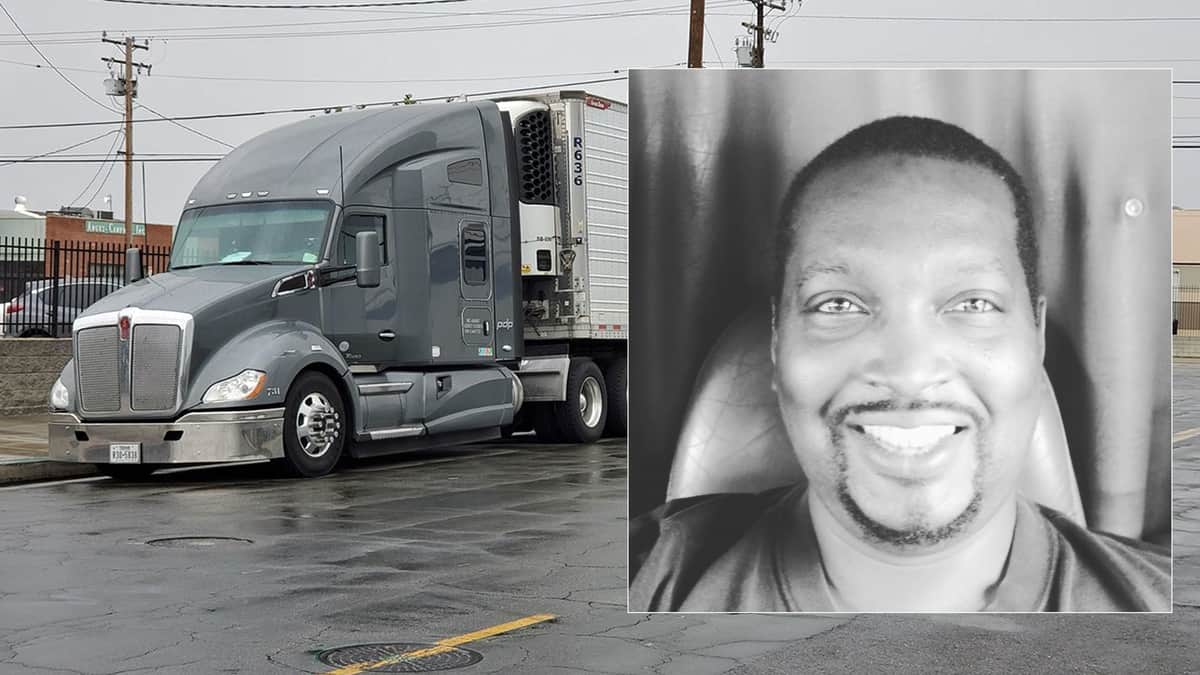 Truck driver Reginald Denny speaks during a television interview