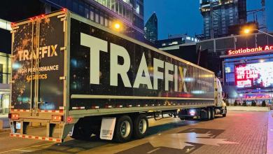 truck parked on city street