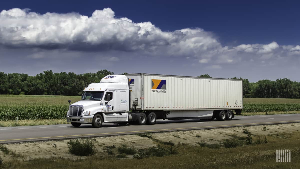 YRC truck on highway