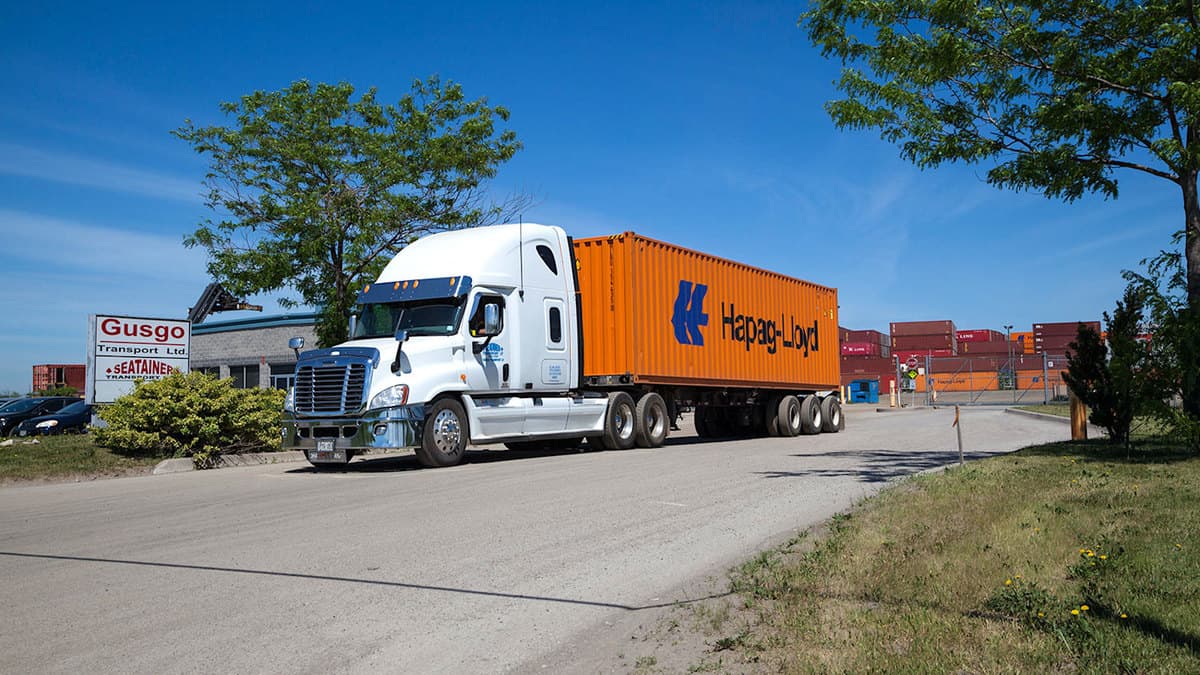 A tractor-trailer from Gusgo Transport, a Canadian carrier being acquired by TFI International