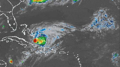 Satellite animation of Hurricane Isaias in the Caribbean on July 31, 2020.
