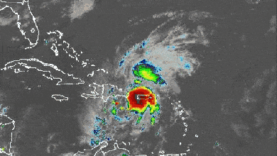 Satellite animation of Tropical Storm Isaias in the Caribbean.