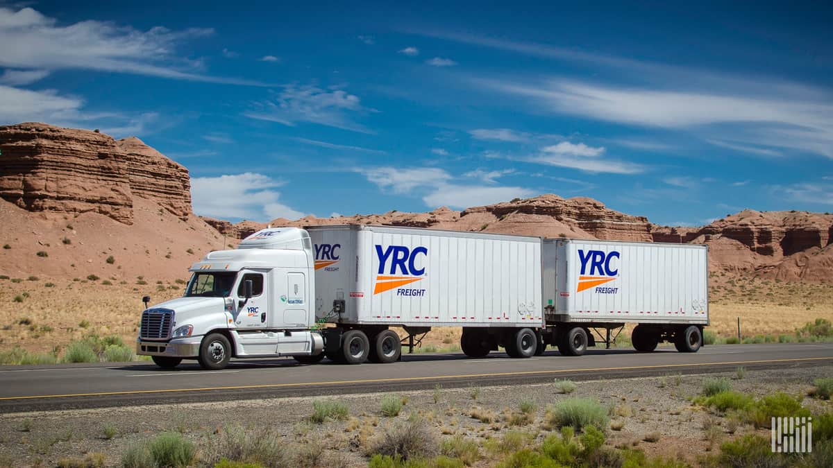YRC Freight double in the desert