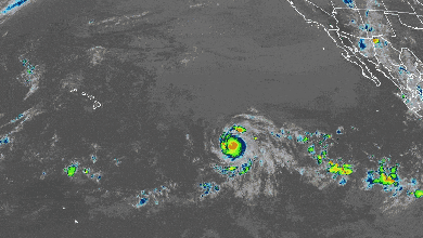 Satellite animation of Hurricane Douglas in the Pacific.