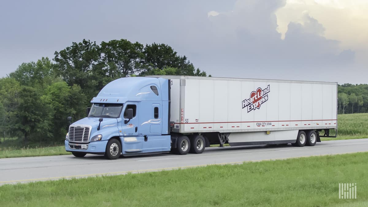 Heartland Express truck on road