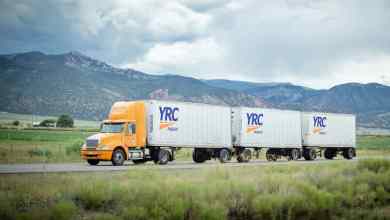 YRC Freight triple on highway