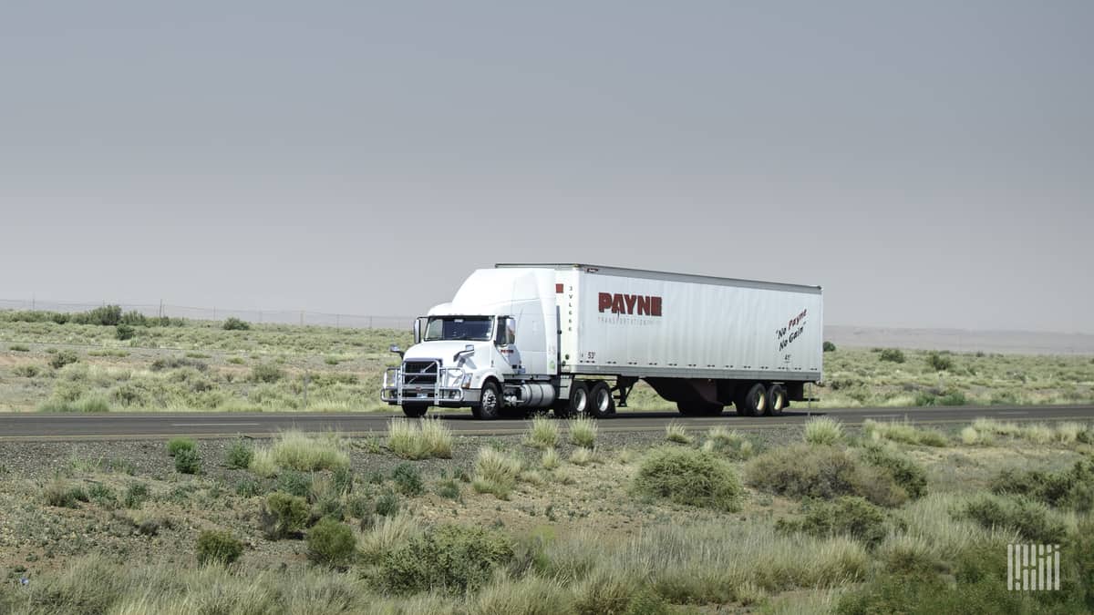 A tractor-trailer from Mullen Group's Payne Transportation drives on a road. Mullen Group reported second-quarter earnings on July 22.