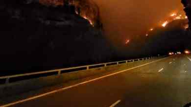 Grizzly Creek Fire burns along I-70 in Northwestern Colorado.
