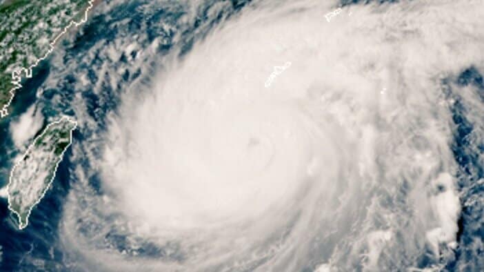 Satellite image of Typhoon Maysak on Aug. 31, 2020.