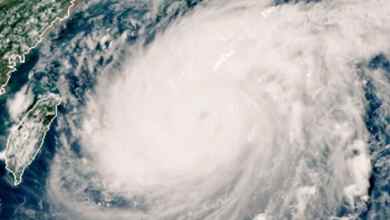 Satellite image of Typhoon Maysak on Aug. 31, 2020.