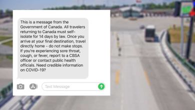 An image of a fake text message that tells recipients, including truckers, to self isolate for 14 days and includes a suspicious link.