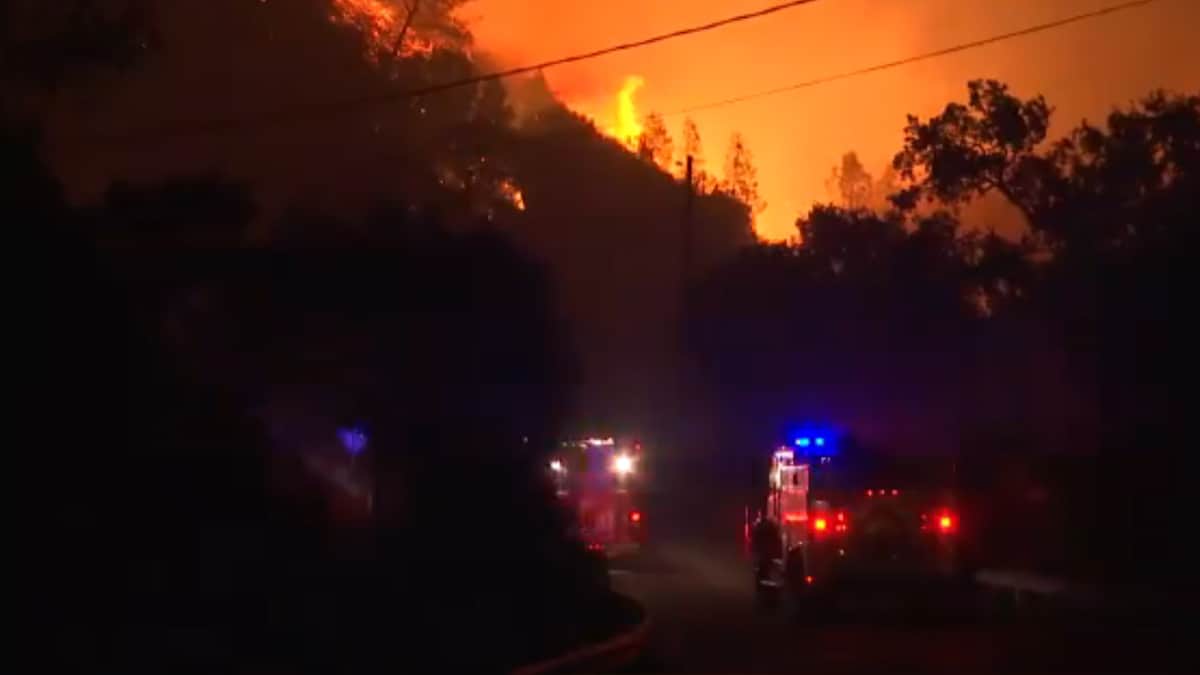 Glass Fire burning near Santa Rosa, California.