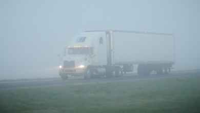 Truck in fog