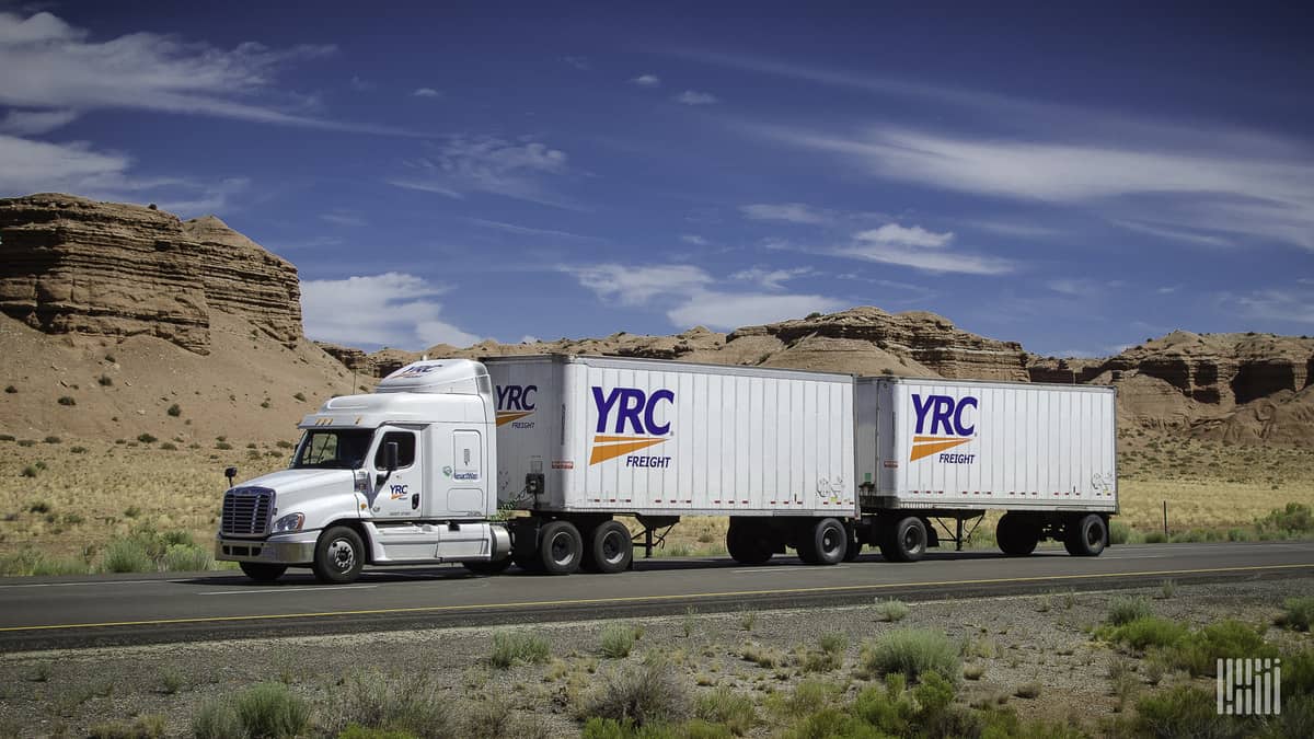 YRC rig on highway