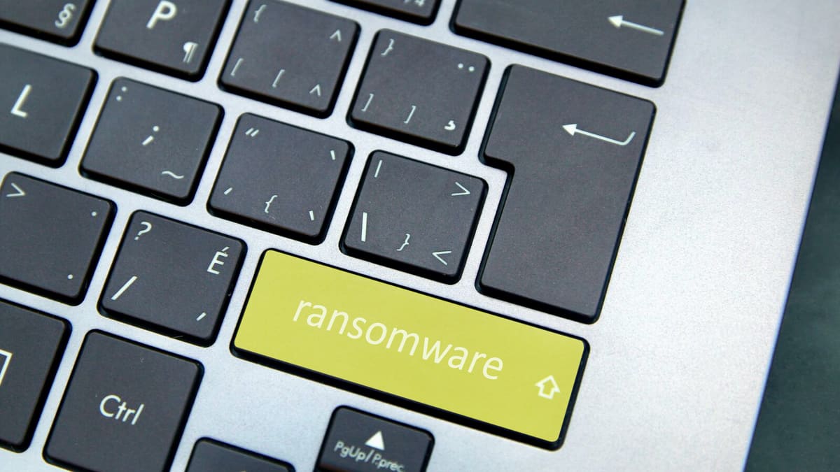 A laptop keyboard with a yellow "ransomware key" Multiple companies in the Canadian supply chain have been targeted by ransomware attacks including Manitoulin Transport.