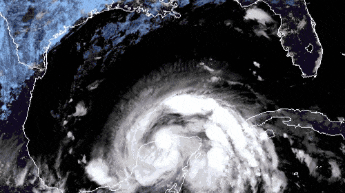 Satellite animation of Tropical Storm Zeta crossing the Yucatan Peninsula.