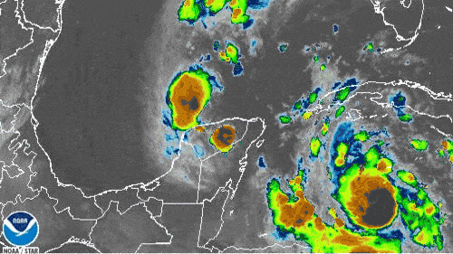 Satellite amination of Hurricane Delta in the Caribbean Sea.