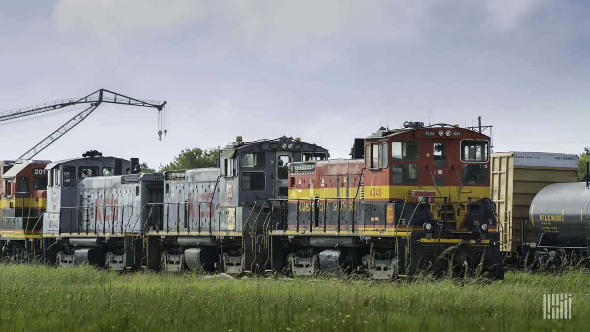 A photograph of a Kansas City Southern train.