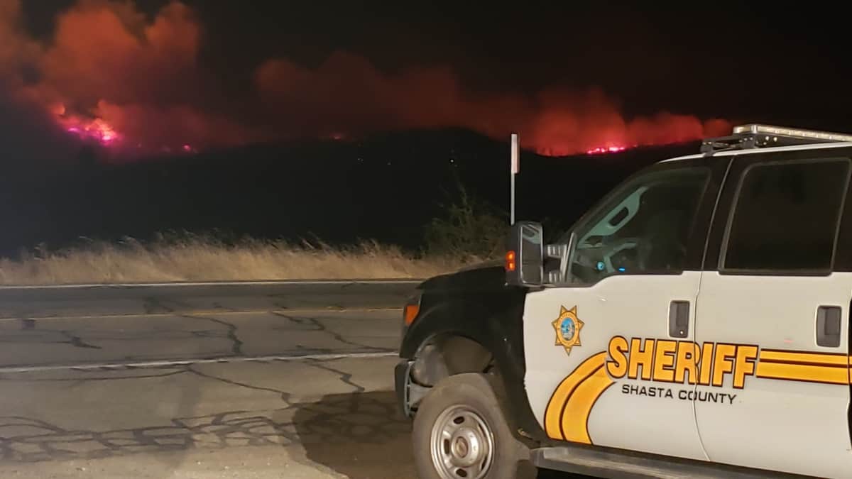 Shasta County Sheriff patrol car near the Zogg Fire in Northern California.