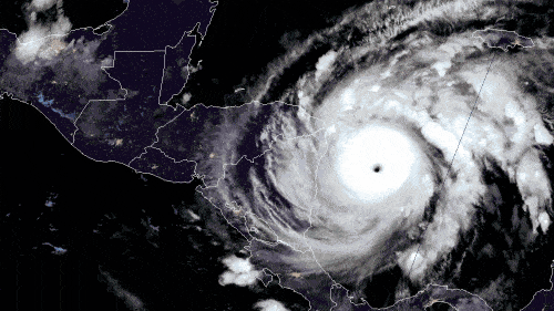 Satellite animation of major Hurricane Iota closing in on Nicaragua.