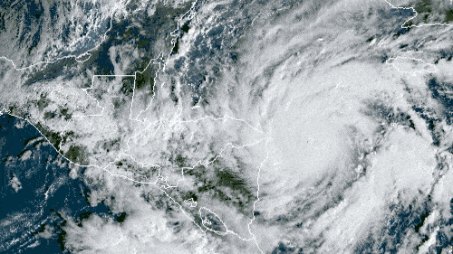 Satellite animation of Hurricane Eta in the Caribbean.