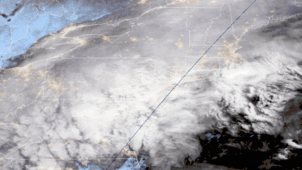 Satellite animation of clouds across the Northeast.
