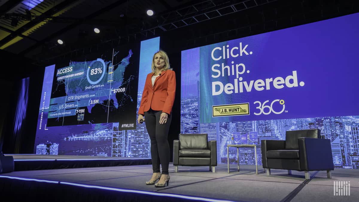 J.B. Hunt Chief Commercial Officer Shelley Simpson presenting at FreightWaves Live Chicago 2019