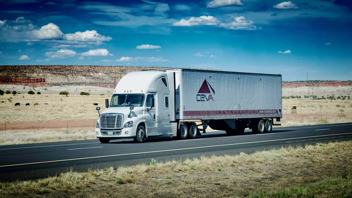 A tractor-trailer from CEVA Logistics, which is owned by CMA CGM. 