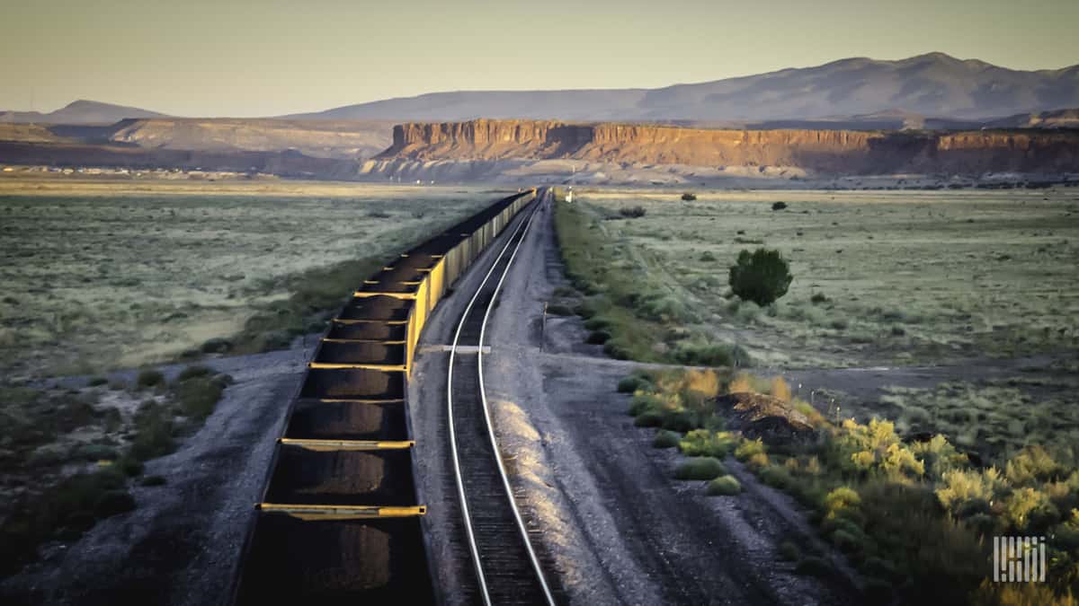 A photograph of a coal train.