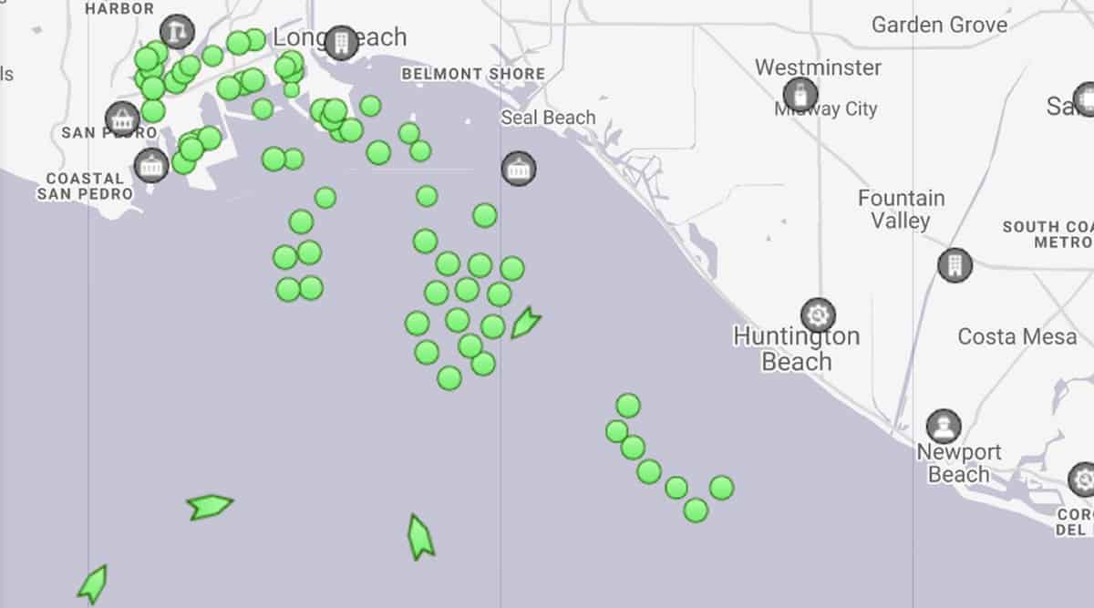 trans-Pacific container ships