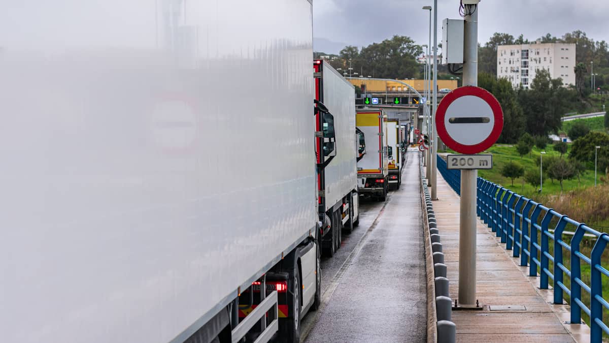 Truck traffic on European street