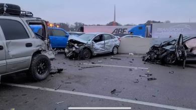 Pileup on Interstate 35 in Fort Worth, Texas on Feb. 11, 2021.