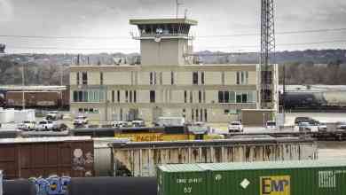 A photograph of a Union Pacific facility at an industrial facility.