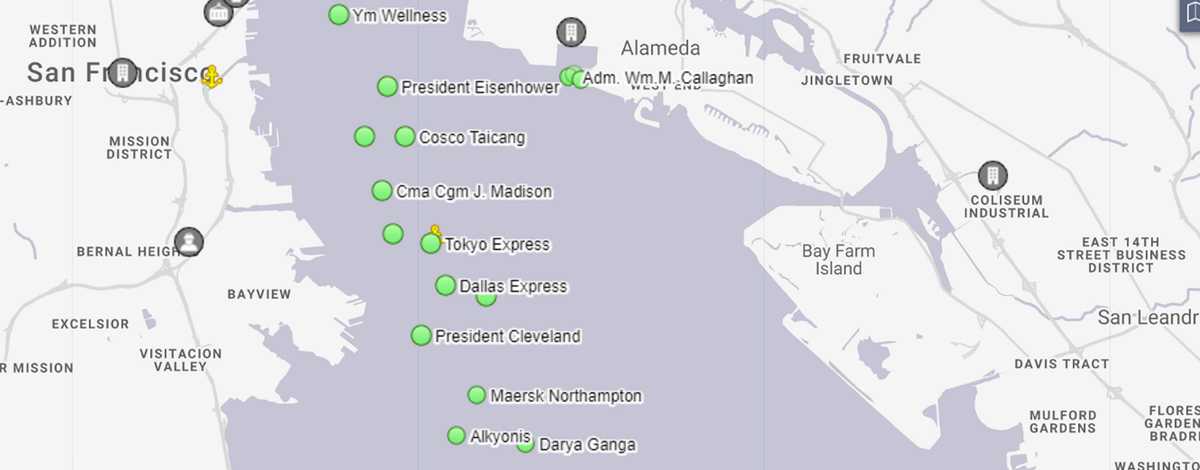 container ships map