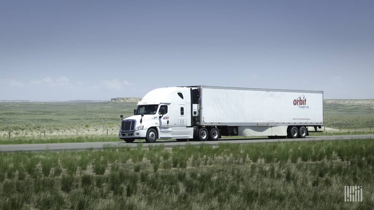 A tractor-trailer from Canadian trucking company Orbit Freight, which recently closed.