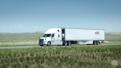 A tractor-trailer from Canadian trucking company Orbit Freight, which recently closed.
