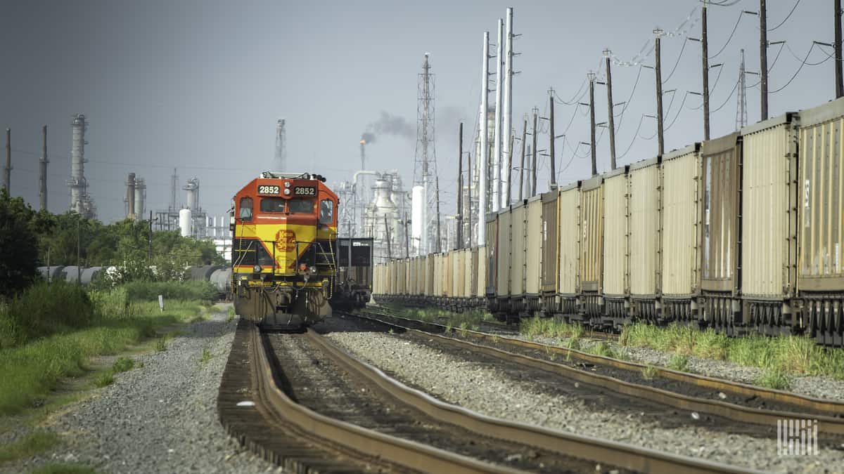 A photograph of a Kansas City Southern train.