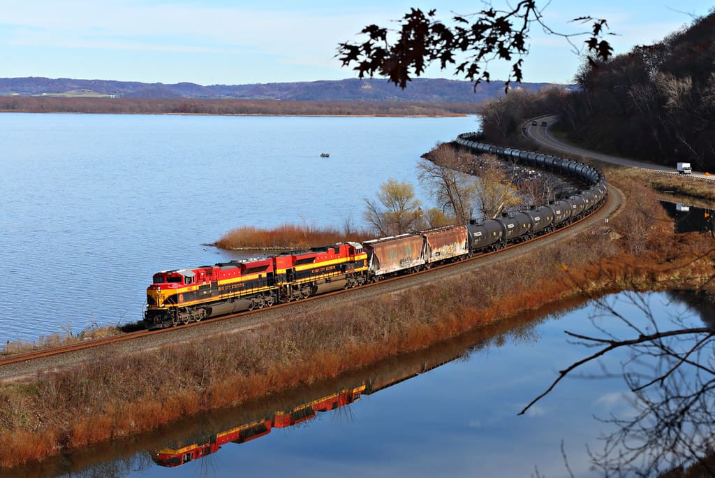 A photograph of a Kansas City Southern train.