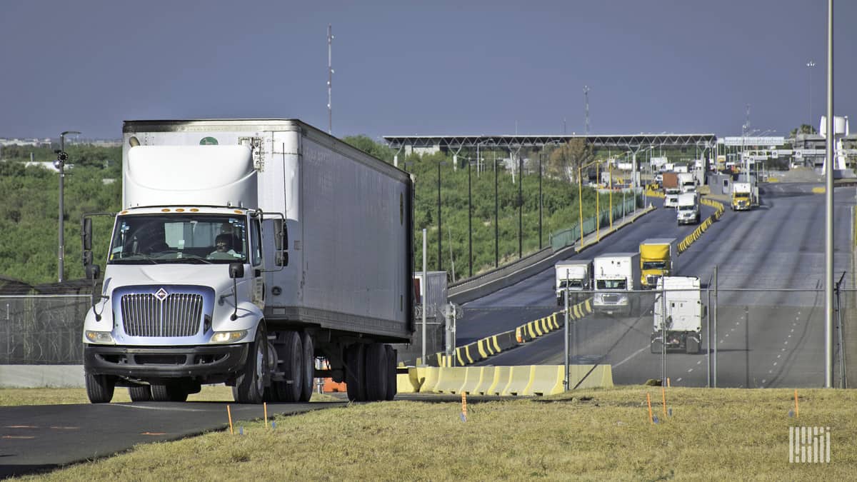 Mexican trucks near the U.S- Mexico border.