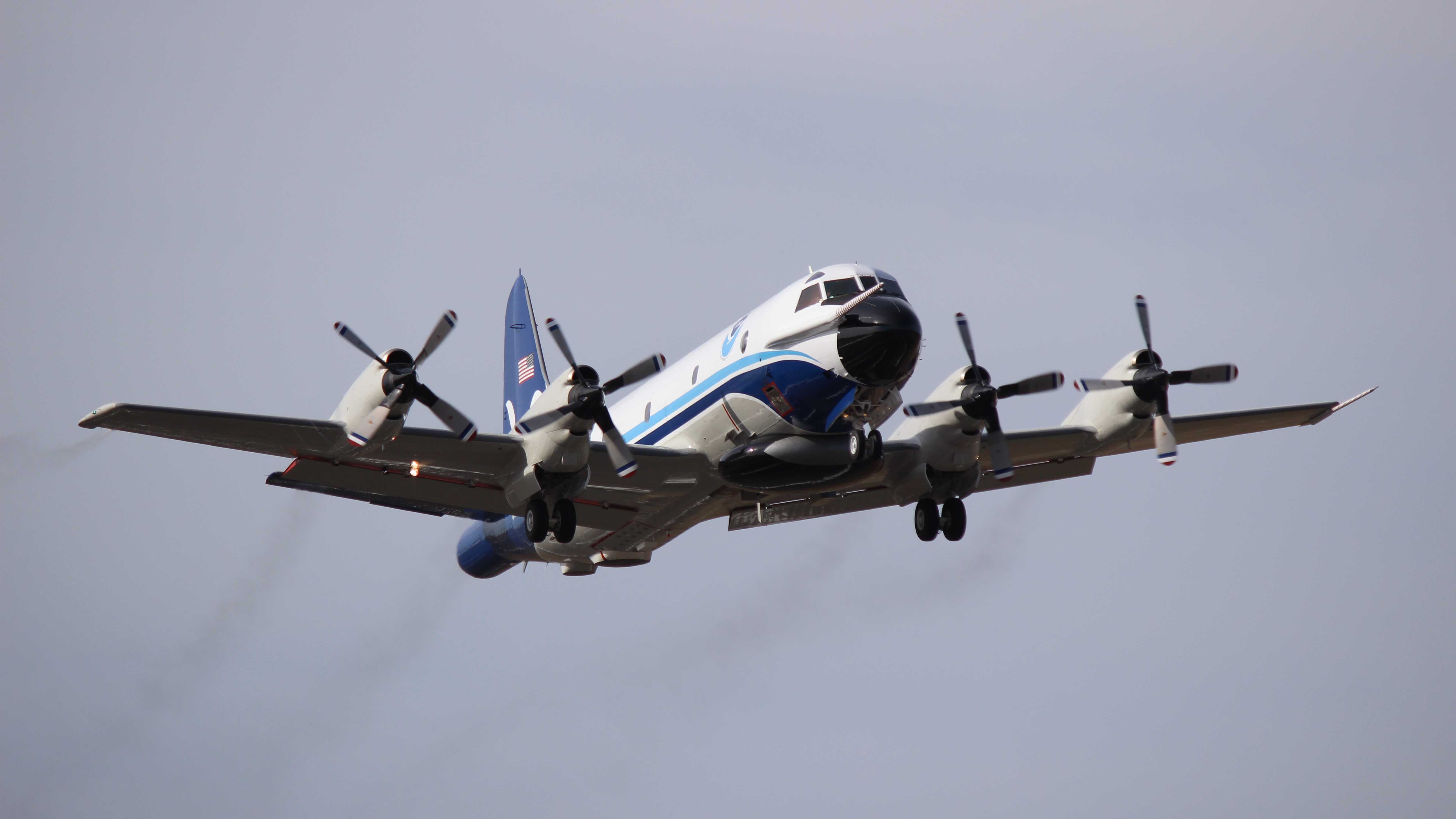 A Lockheed WP-3D aircraft nicknamed Kermit, one of NOAA's three Hurricane Hunters.