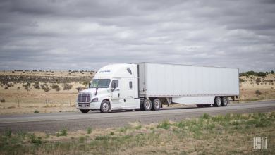 A tractor-trailer of Greatwide Truckload. A ransomware gang recently claimed it attacked the company.