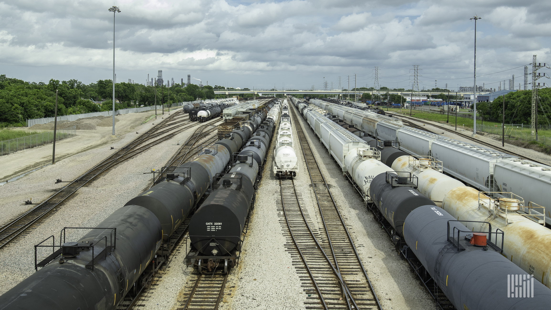 A photograph of a rail yard.