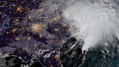 Satellite animation of Tropical Storm Elsa.