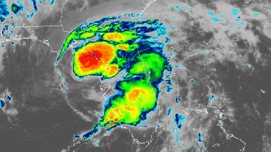 Satellite animation of Tropical Storm Elsa.