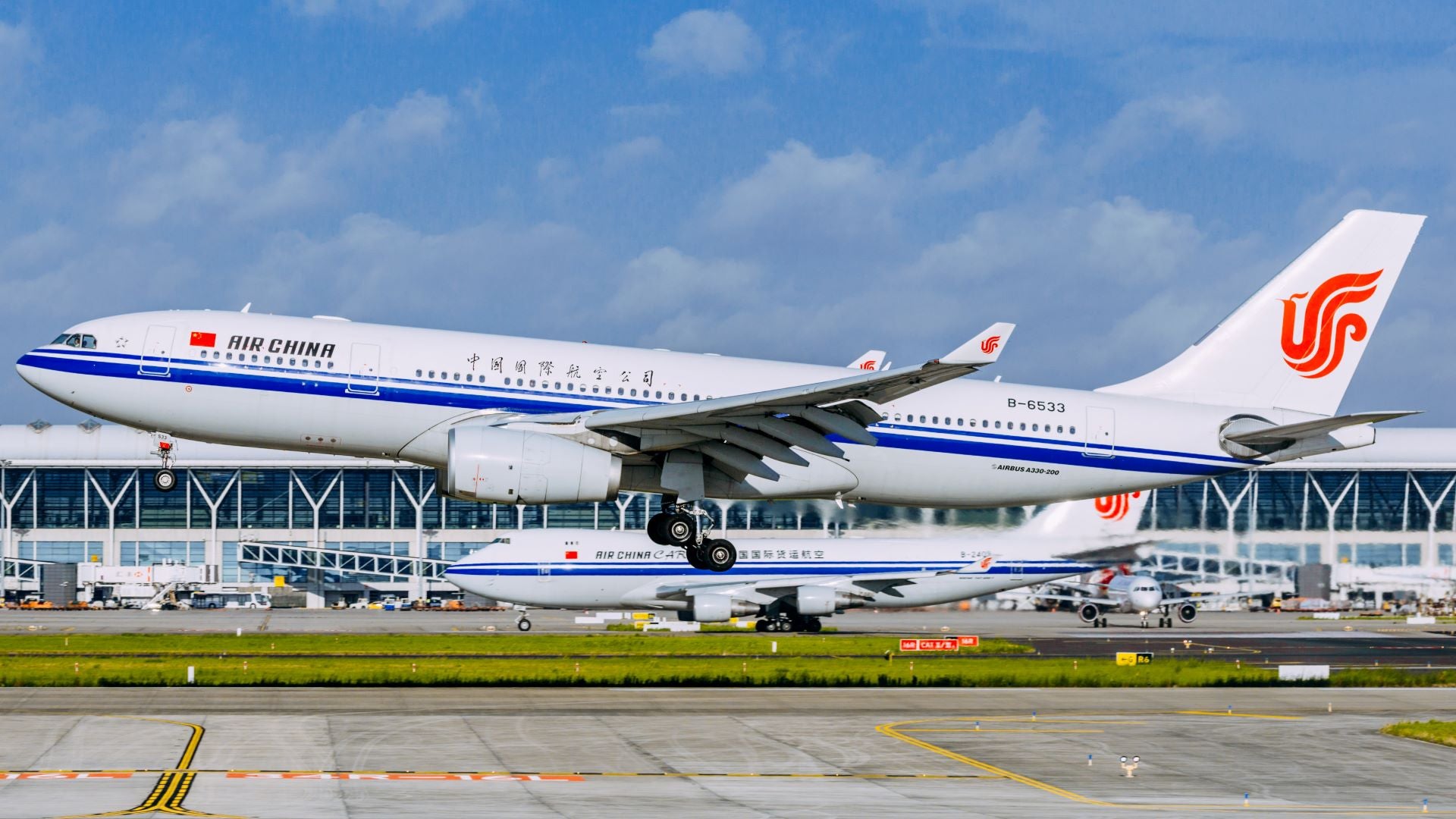 China Airlines jet takes off.