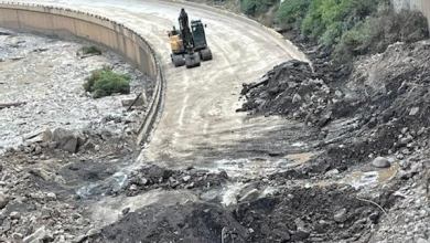 Mudslide debris on Interstate 70 in western Colorado.